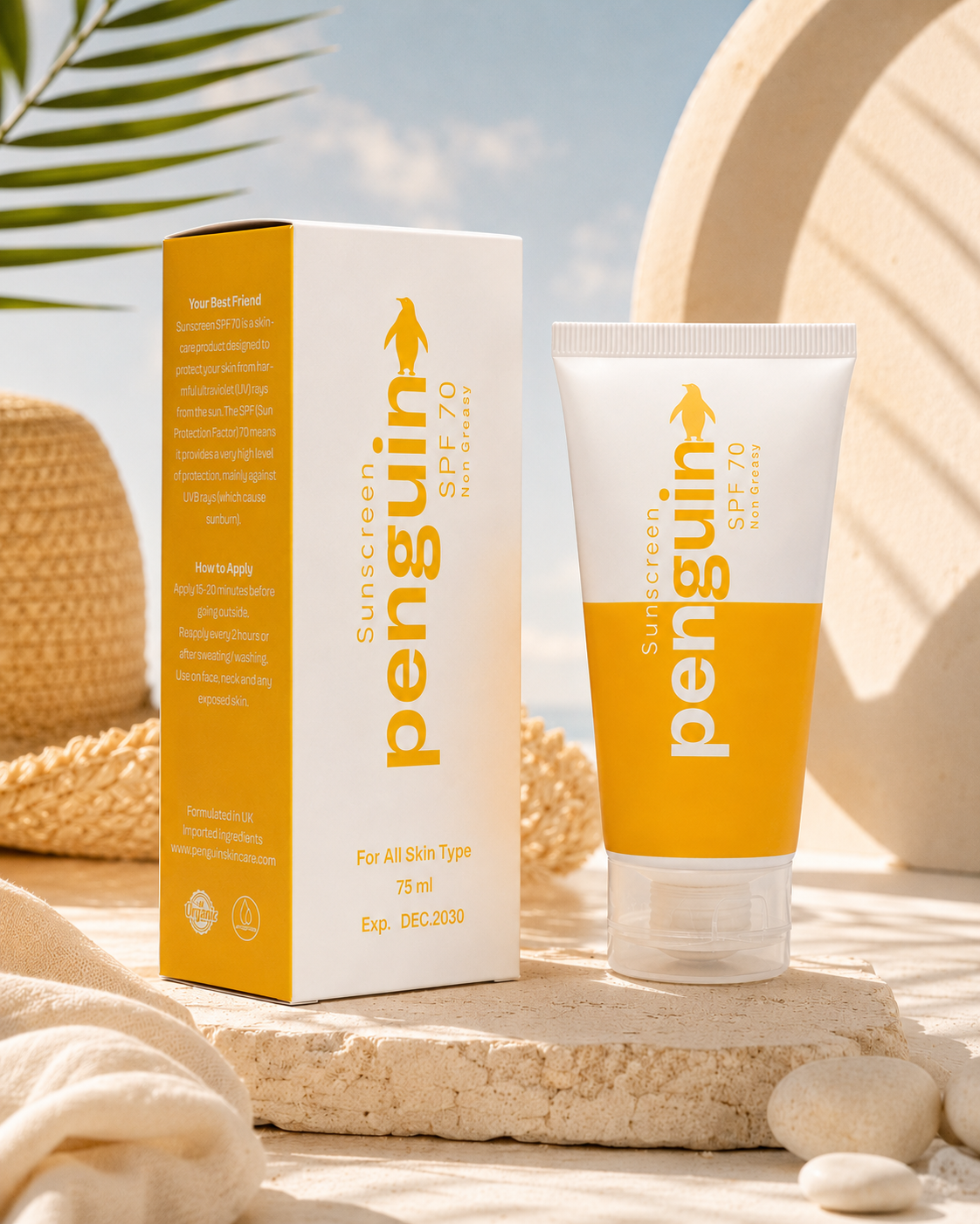 Penguin Skincare SPF 70 Sunscreen texture swatch