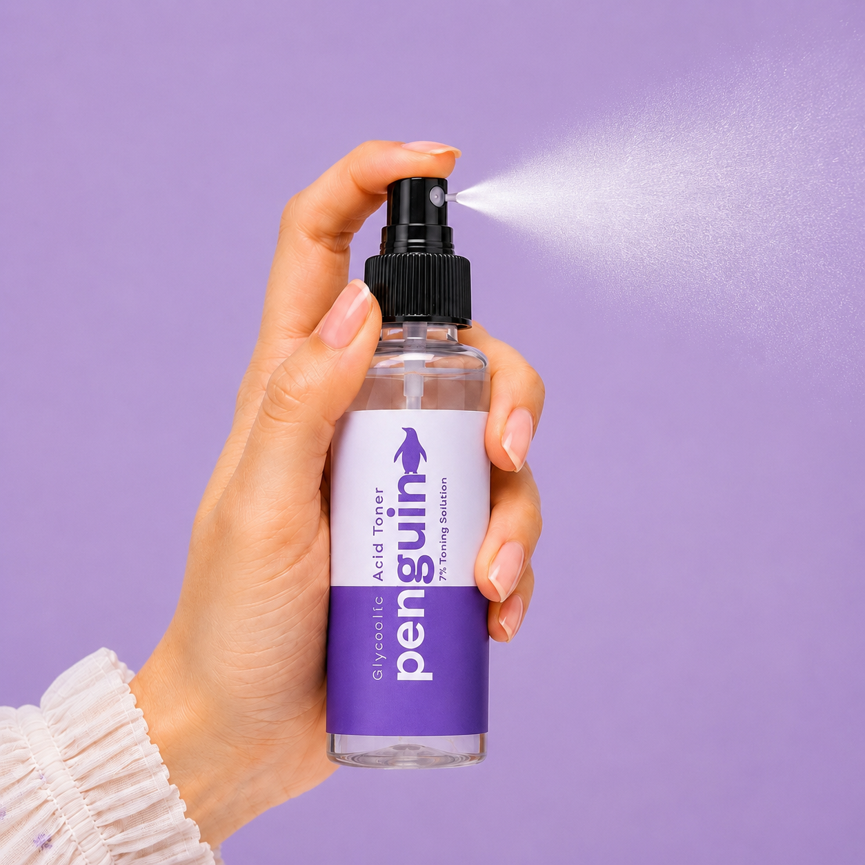 Penguin Skincare Glycolic Glow Toner bottle close-up